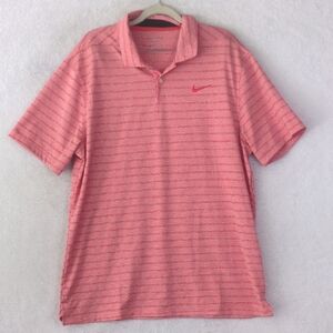 Nike Dri-Fit Men's Pink‎ Striped Performance Golf Polo Shirt Size L